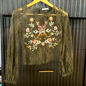 Forest Green Lace Top.